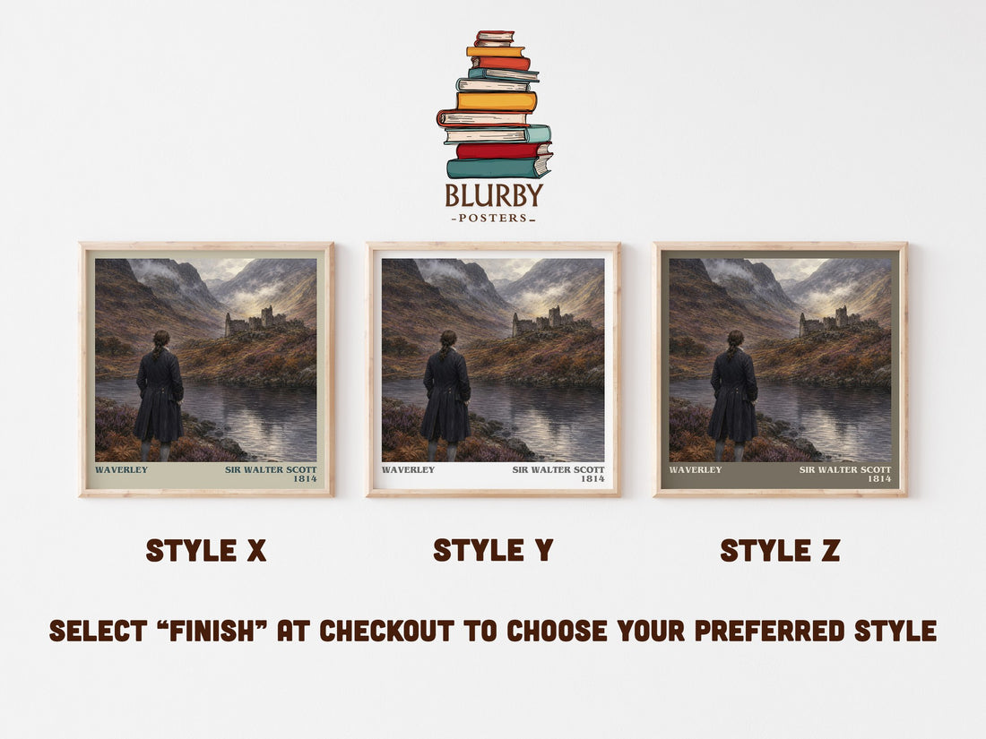 Waverley literary print in frame leaning in hallway – historical fiction wall art (mockup)