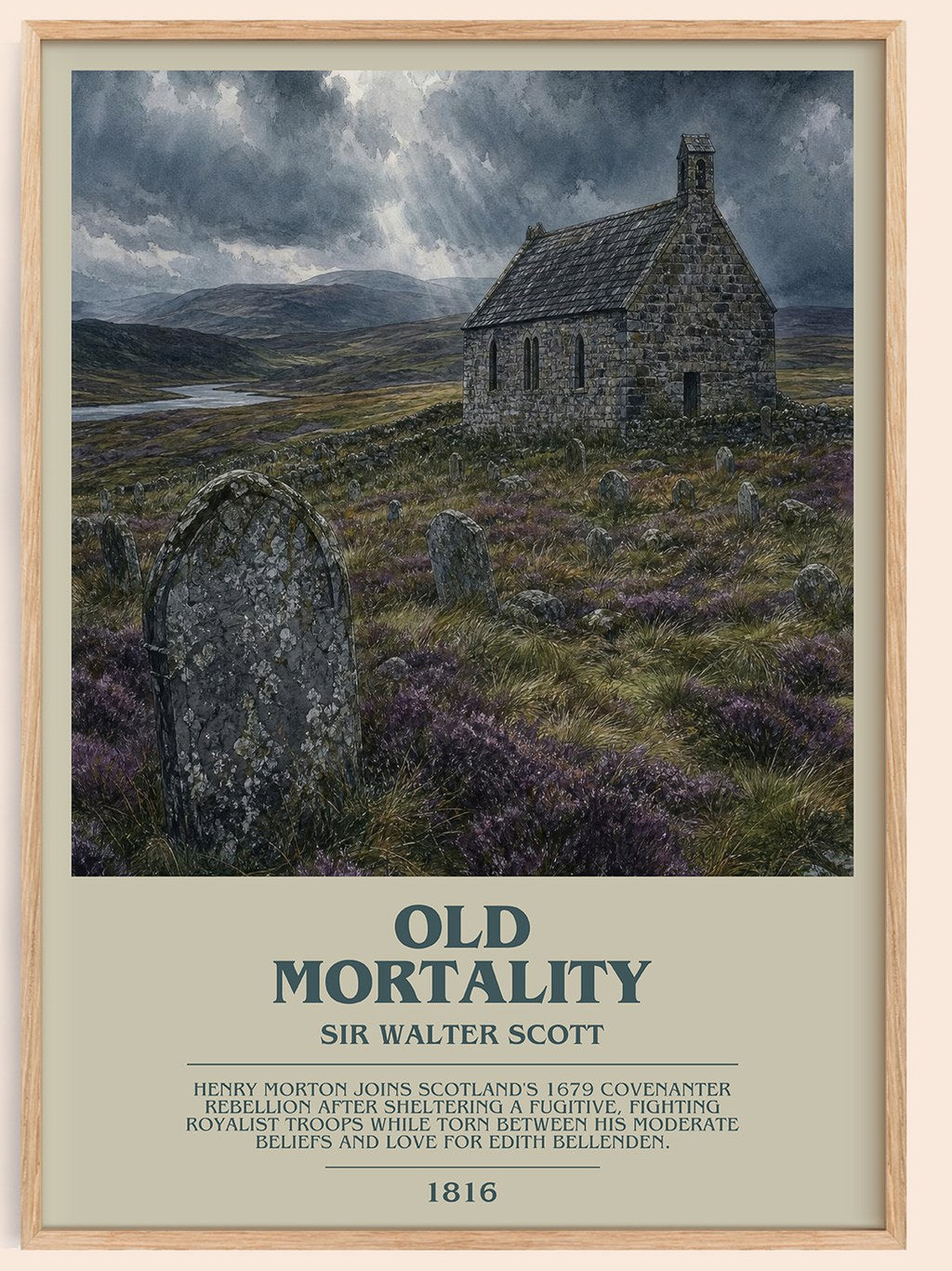 Old Mortality bookish book poster by Sir Walter Scott – framed literary art print