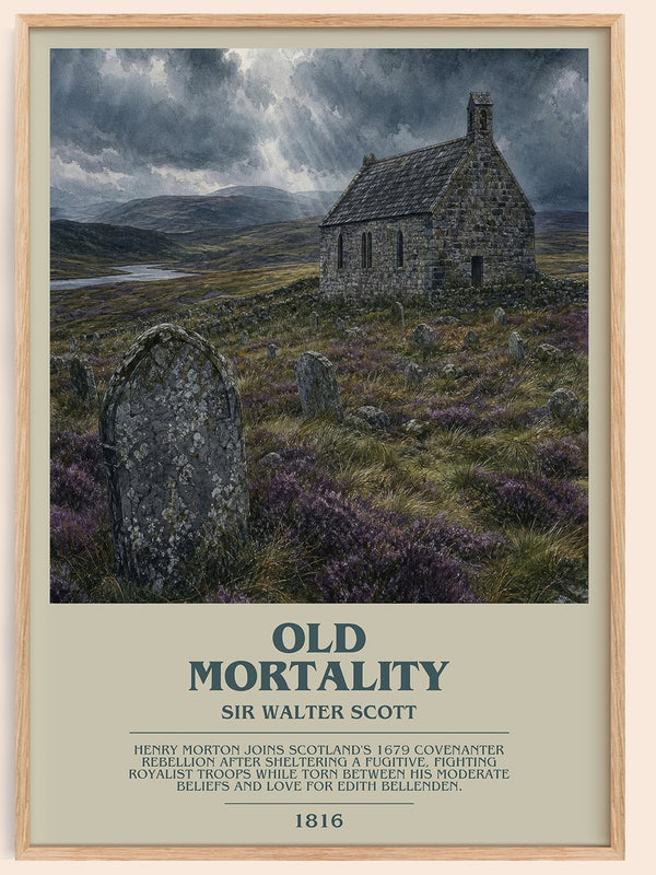 Old Mortality bookish book poster by Sir Walter Scott – framed literary art print