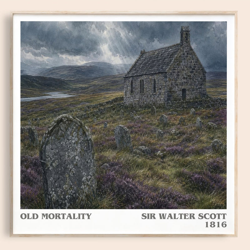 Old Mortality literary book poster by Sir Walter Scott – framed literary art print