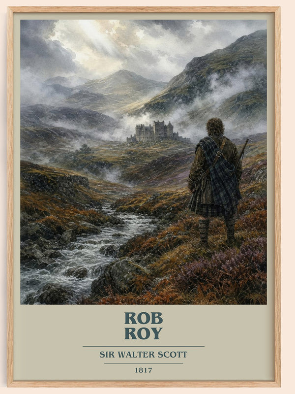 Rob Roy book cover book poster by Sir Walter Scott – framed literary art print