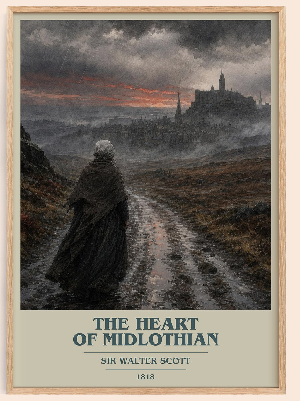 The Heart of Midlothian book cover book poster by Sir Walter Scott – framed literary art print