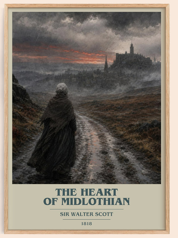 The Heart of Midlothian book cover book poster by Sir Walter Scott – framed literary art print