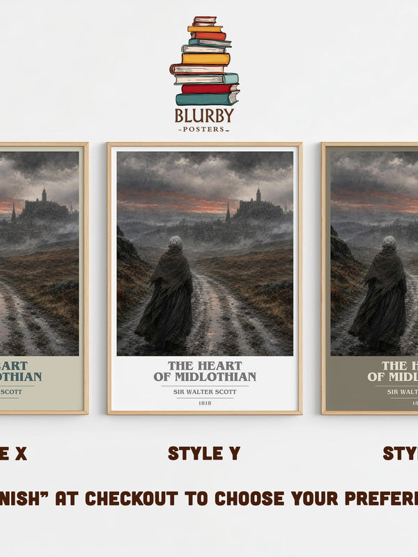 The Heart of Midlothian book cover print in frame leaning in hallway – historical fiction wall art