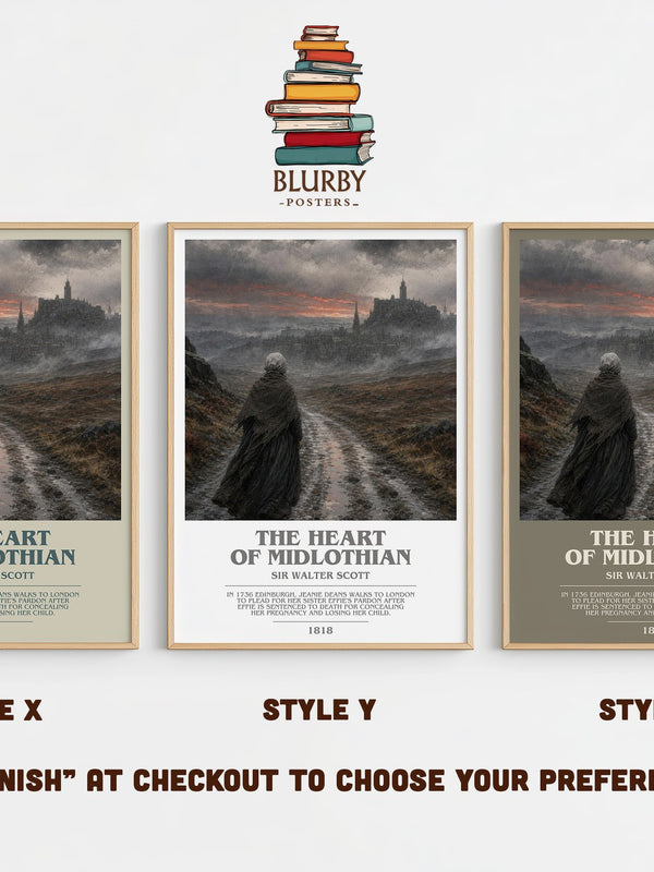 The Heart of Midlothian bookish print in frame leaning in hallway – historical fiction wall art