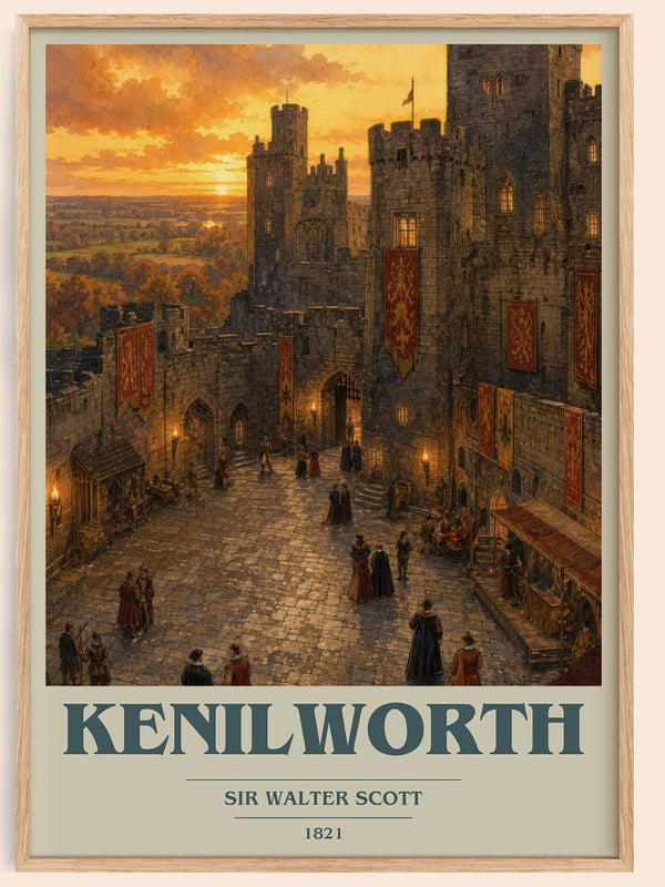 Kenilworth book cover book poster by Sir Walter Scott – framed literary art print