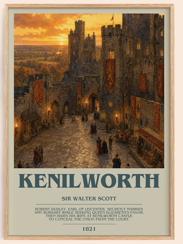 Kenilworth bookish book poster by Sir Walter Scott – framed literary art print