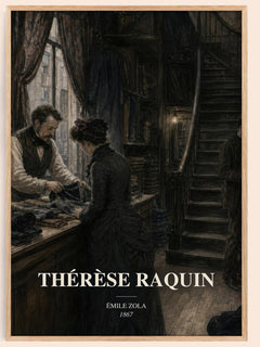 Thérèse Raquin watercolour book poster by Émile Zola – framed literary art print