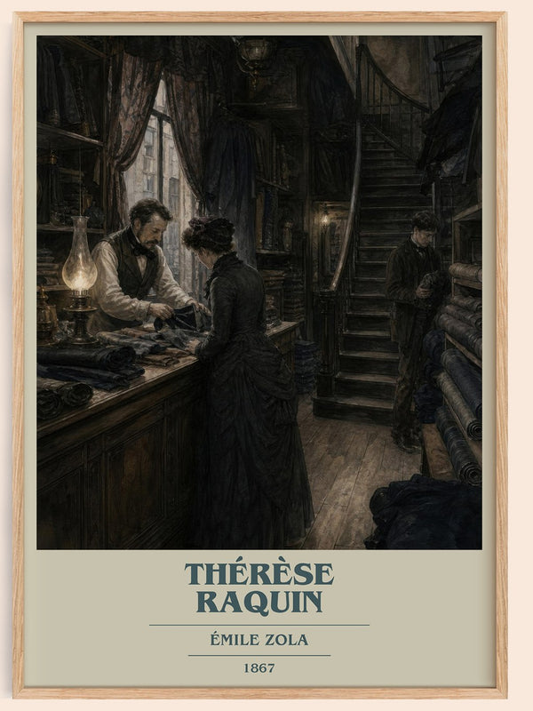 Thérèse Raquin book cover book poster by Émile Zola – framed literary art print