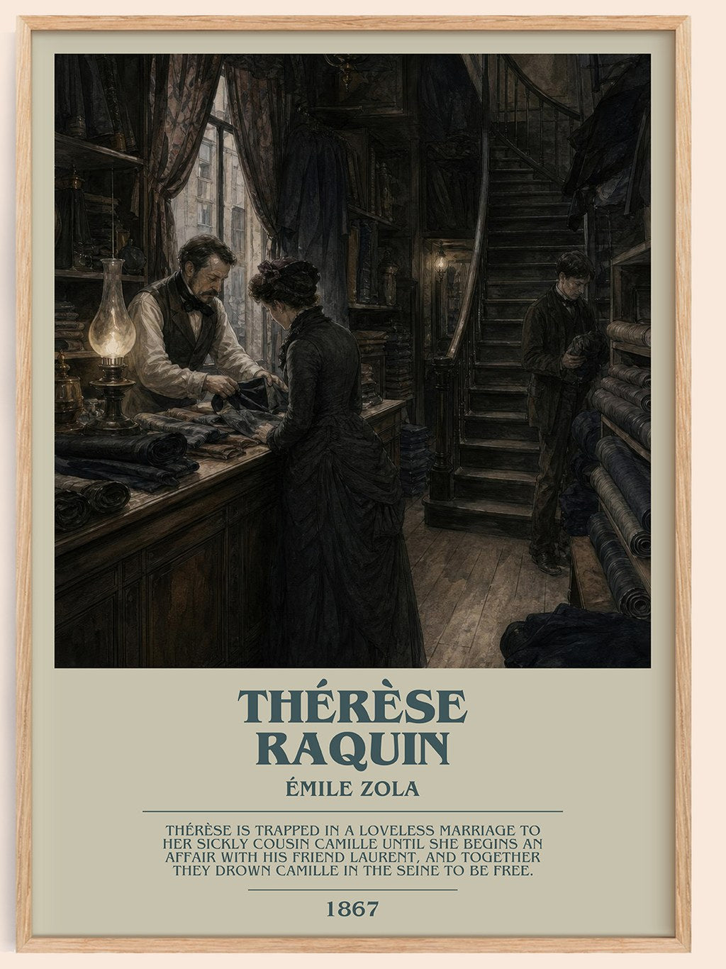 Thérèse Raquin bookish book poster by Émile Zola – framed literary art print