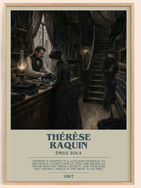 Thérèse Raquin bookish book poster by Émile Zola – framed literary art print