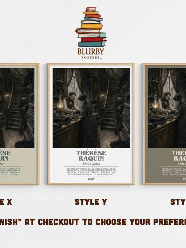 Thérèse Raquin bookish print in frame leaning in hallway – classic literature wall art