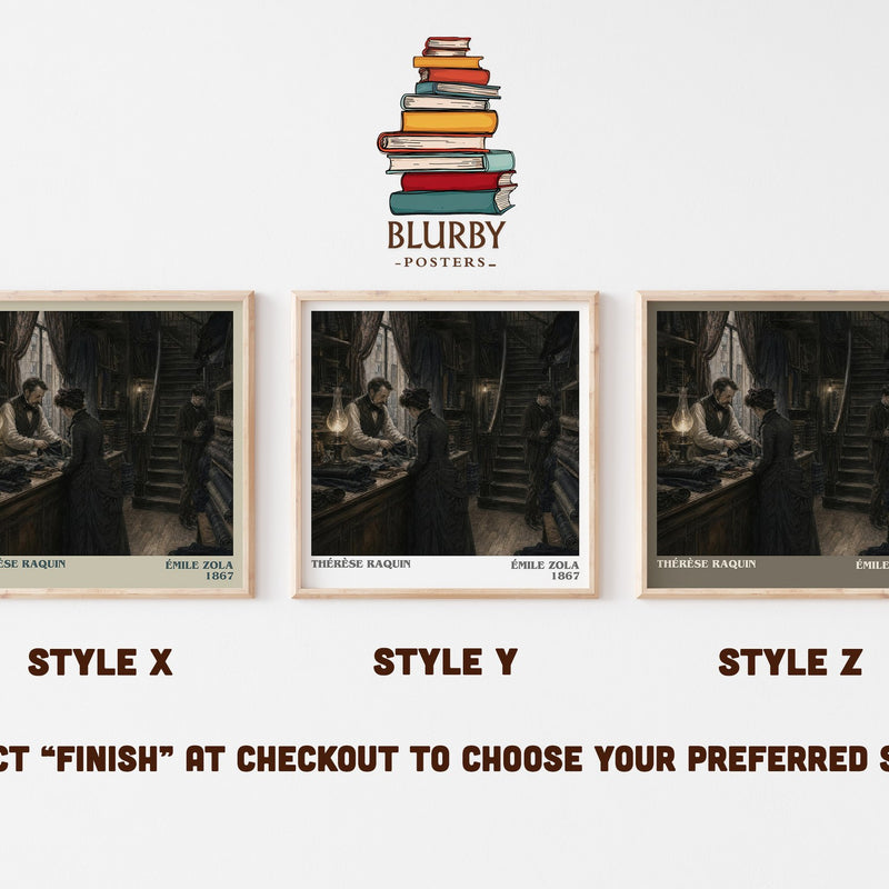 Thérèse Raquin literary print in frame leaning in hallway – classic literature wall art