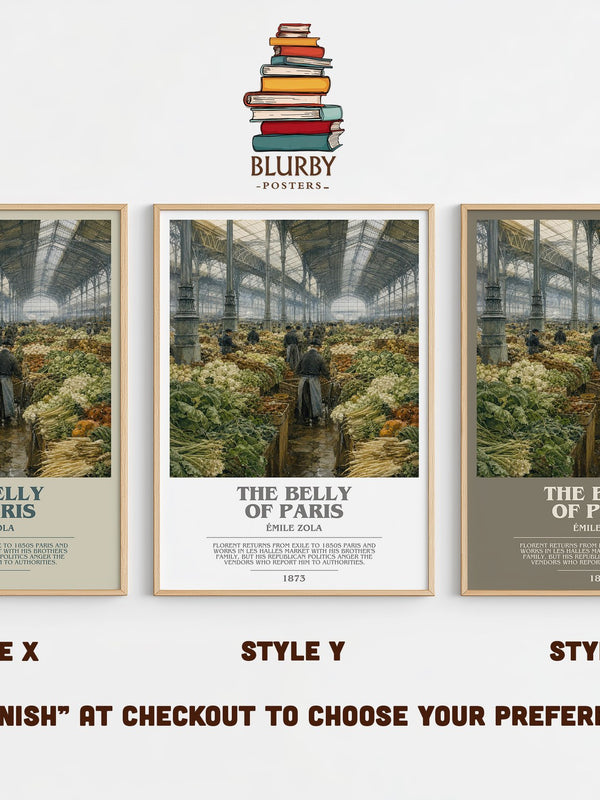 The Belly of Paris bookish print in frame leaning in hallway – literary fiction wall art