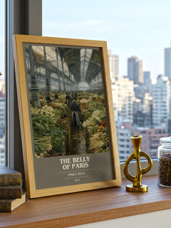 The Belly of Paris book cover print framed by window – literary home decor