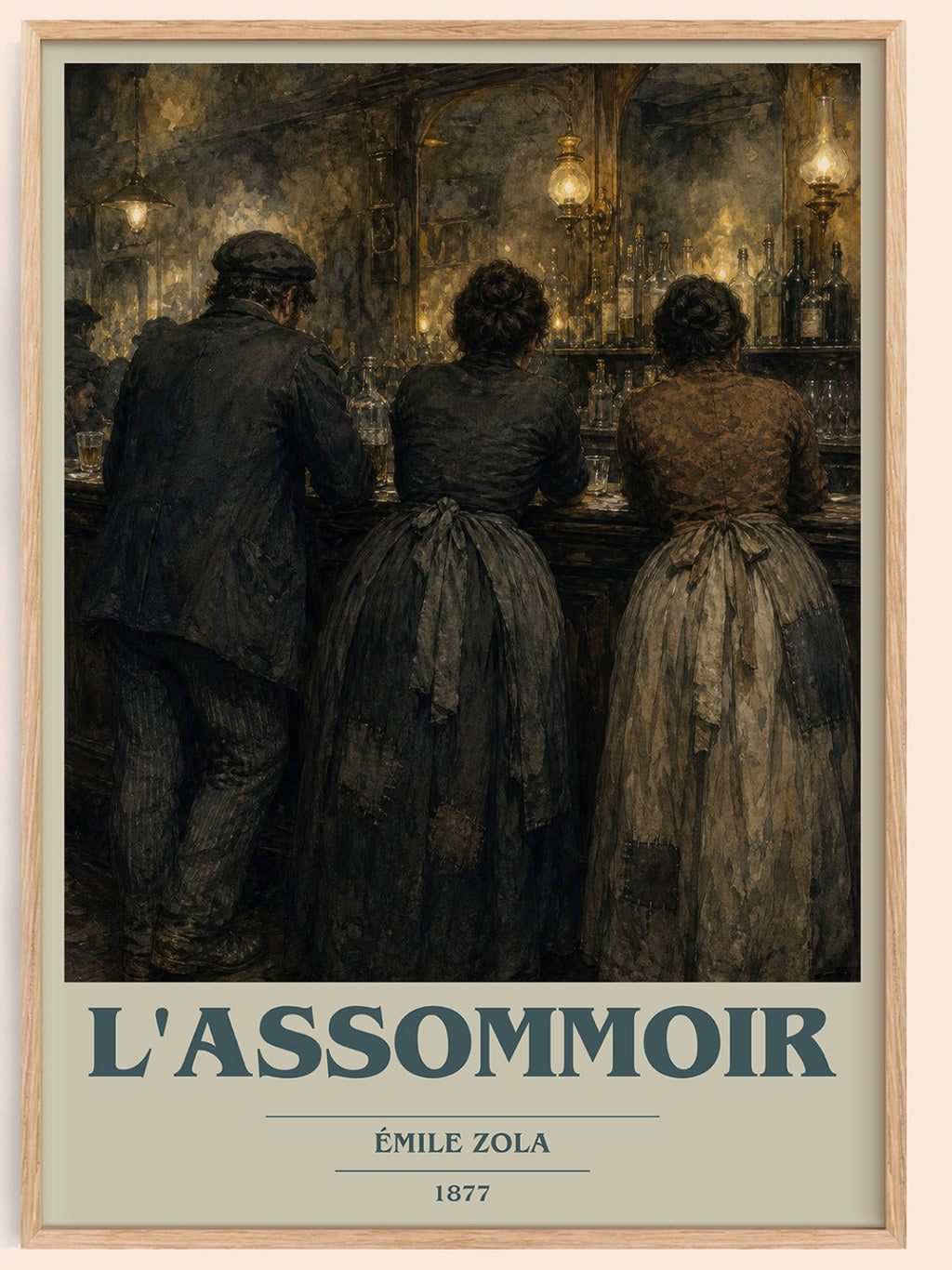 L'Assommoir book cover book poster by Émile Zola – framed literary art print