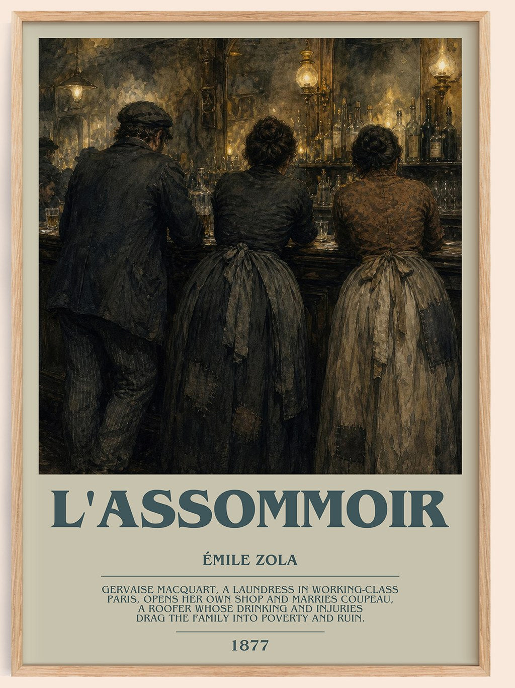 L'Assommoir bookish book poster by Émile Zola – framed literary art print