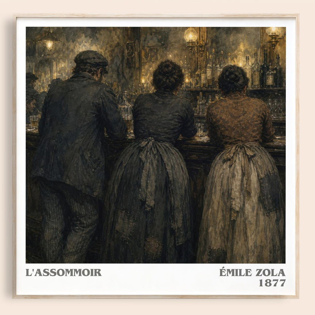 L'Assommoir literary book poster by Émile Zola – framed literary art print