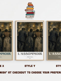 L'Assommoir book cover print in frame leaning in hallway – classic literature wall art