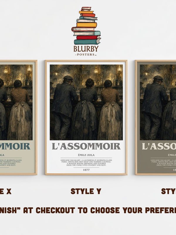 L'Assommoir bookish print in frame leaning in hallway – classic literature wall art