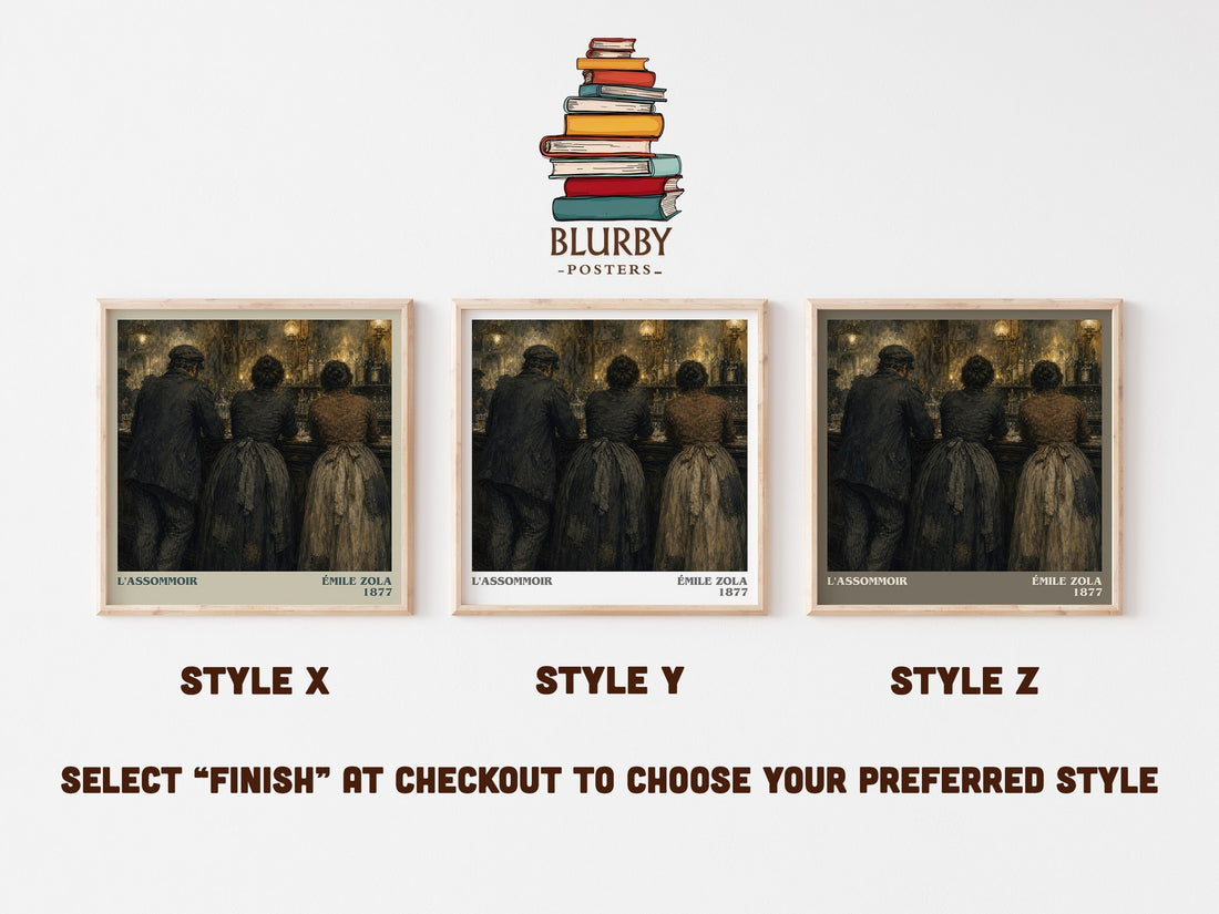 L'Assommoir literary print in frame leaning in hallway – classic literature wall art (mockup)