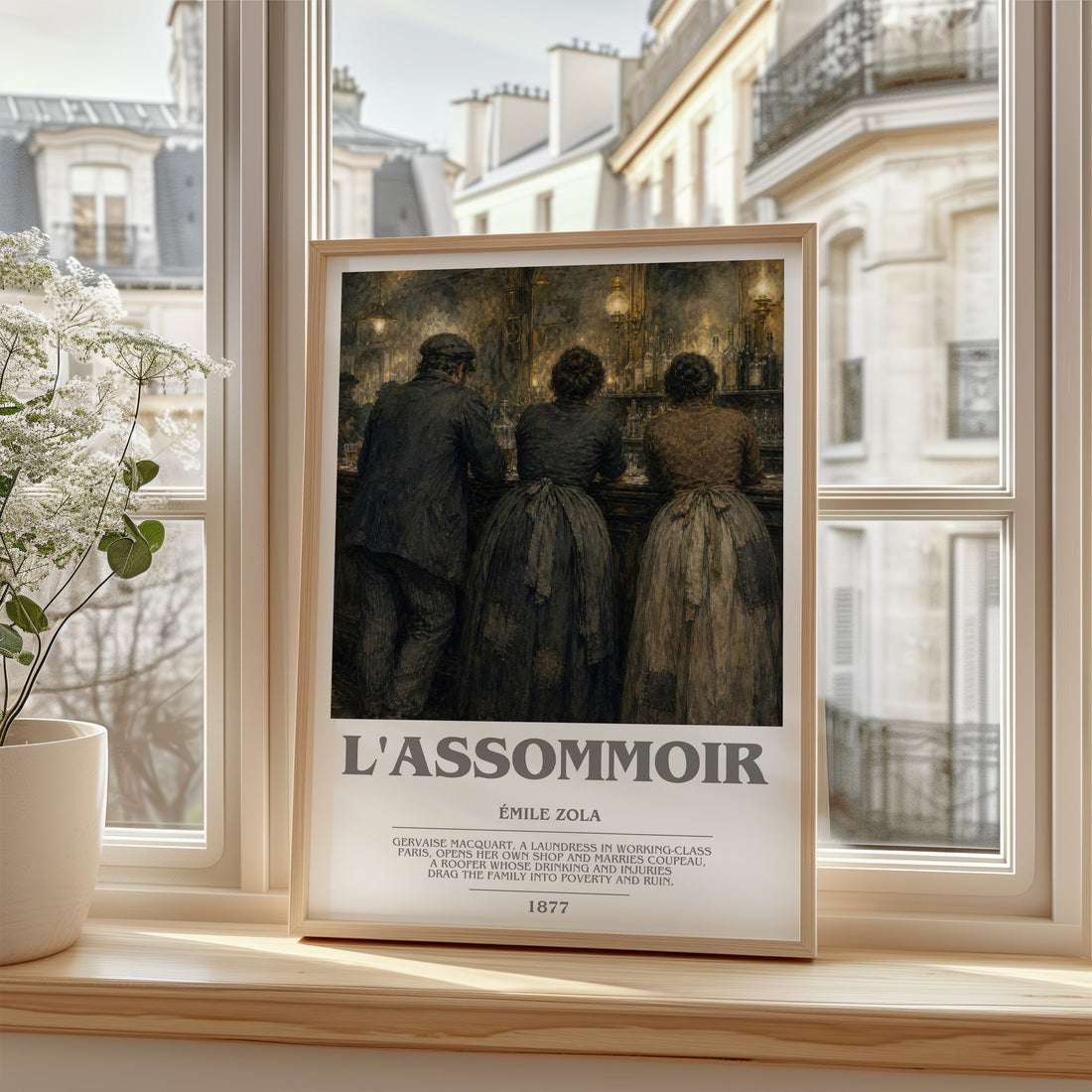 L'Assommoir bookish poster colour and style options – Émile Zola book art (mockup)