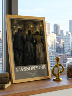 L'Assommoir book cover print framed by window – literary home decor