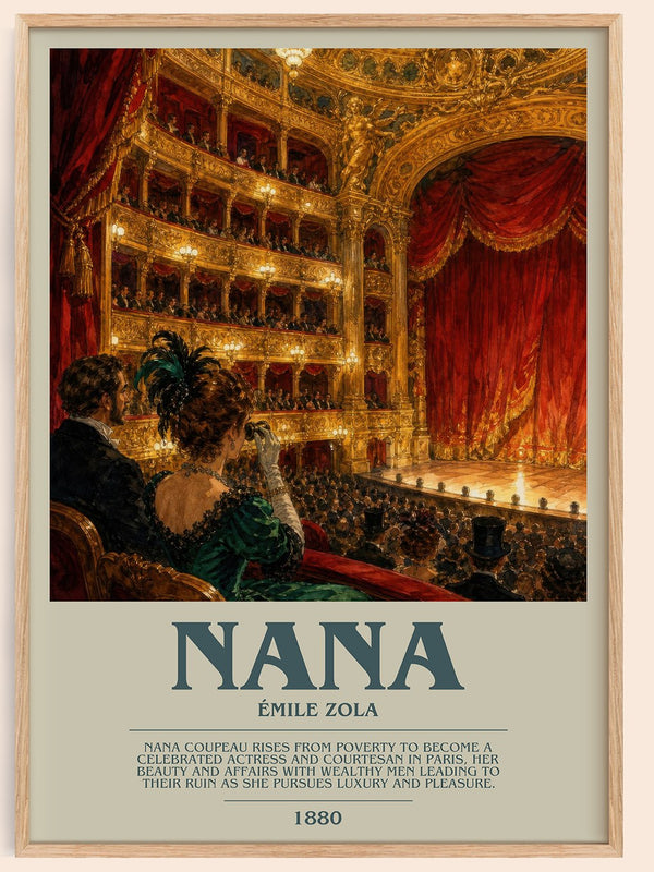 Nana bookish book poster by Émile Zola – framed literary art print