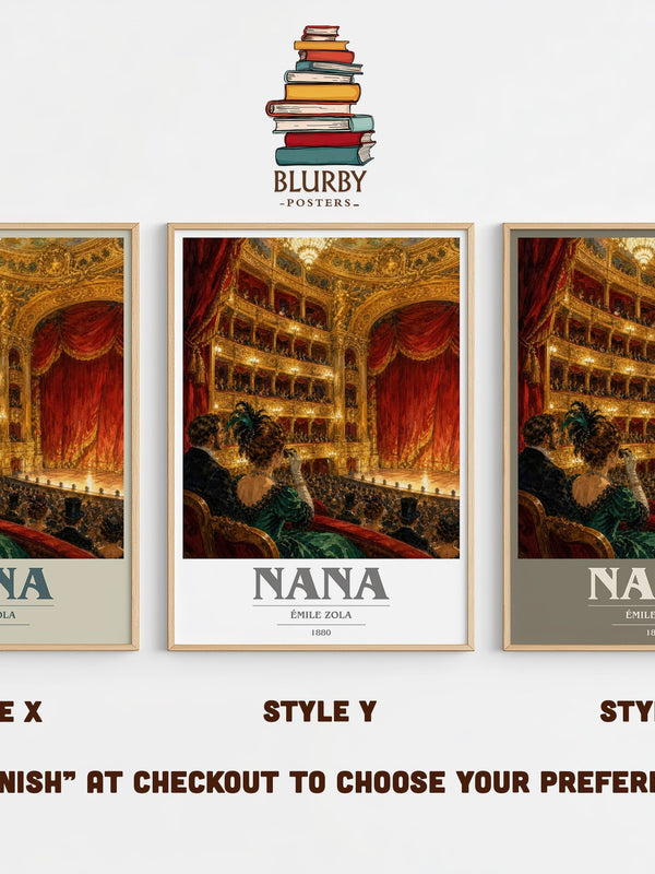Nana book cover print in frame leaning in hallway – classic literature wall art