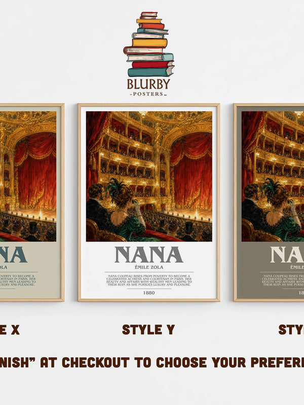 Nana bookish print in frame leaning in hallway – classic literature wall art