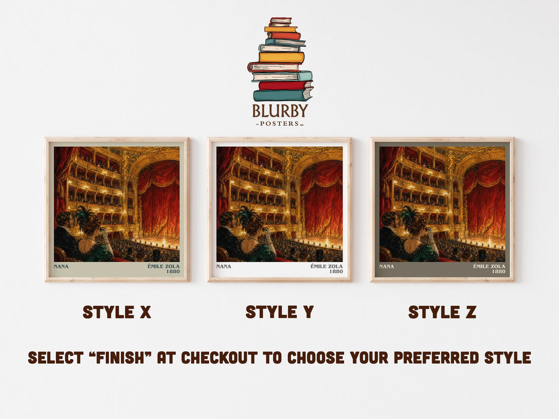 Nana literary print in frame leaning in hallway – classic literature wall art (mockup)