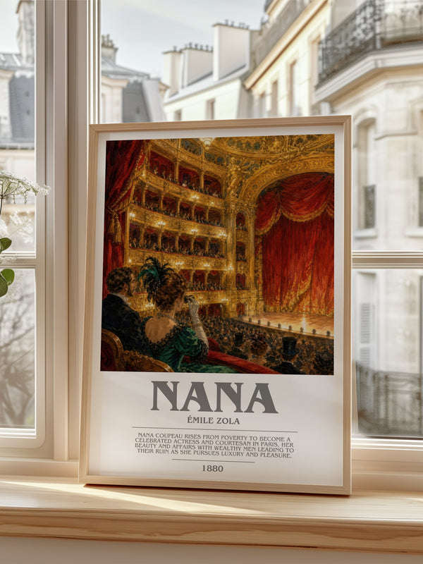 Nana bookish poster colour and style options – Émile Zola book art