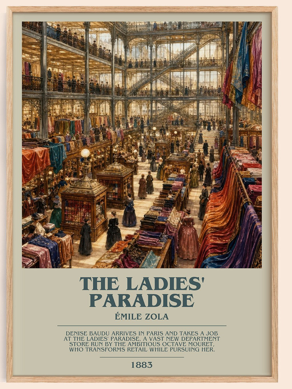 The Ladies' Paradise bookish book poster by Émile Zola – framed literary art print