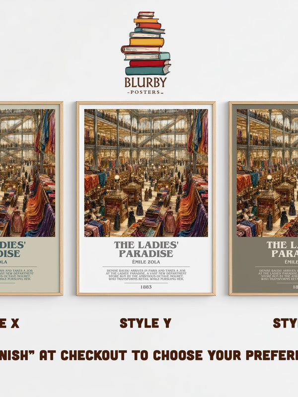 The Ladies' Paradise bookish print in frame leaning in hallway – classic literature wall art