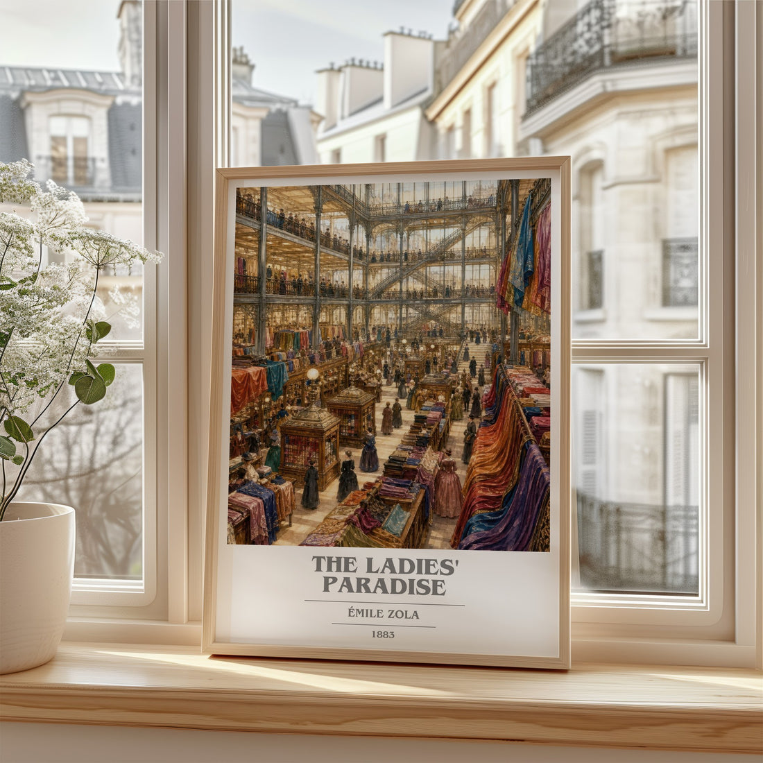 The Ladies' Paradise book cover poster colour and style options – Émile Zola book art (mockup)