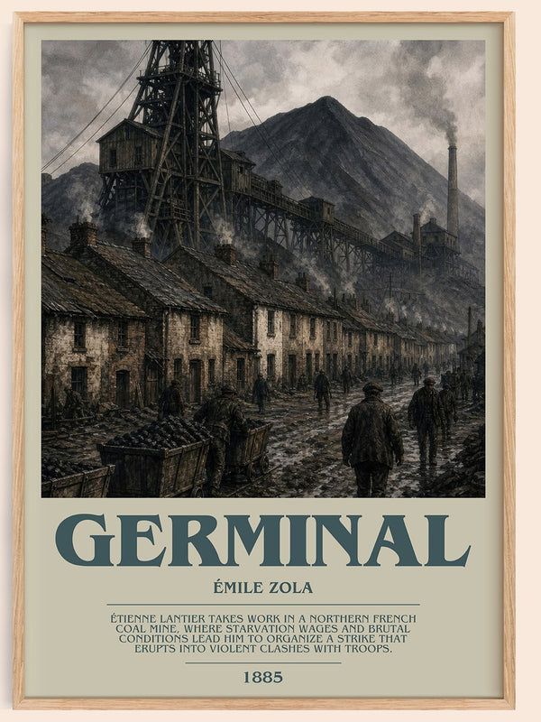 Germinal bookish book poster by Émile Zola – framed literary art print