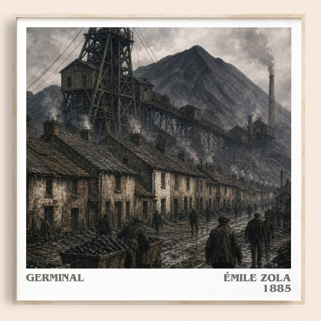 Germinal literary book poster by Émile Zola – framed literary art print