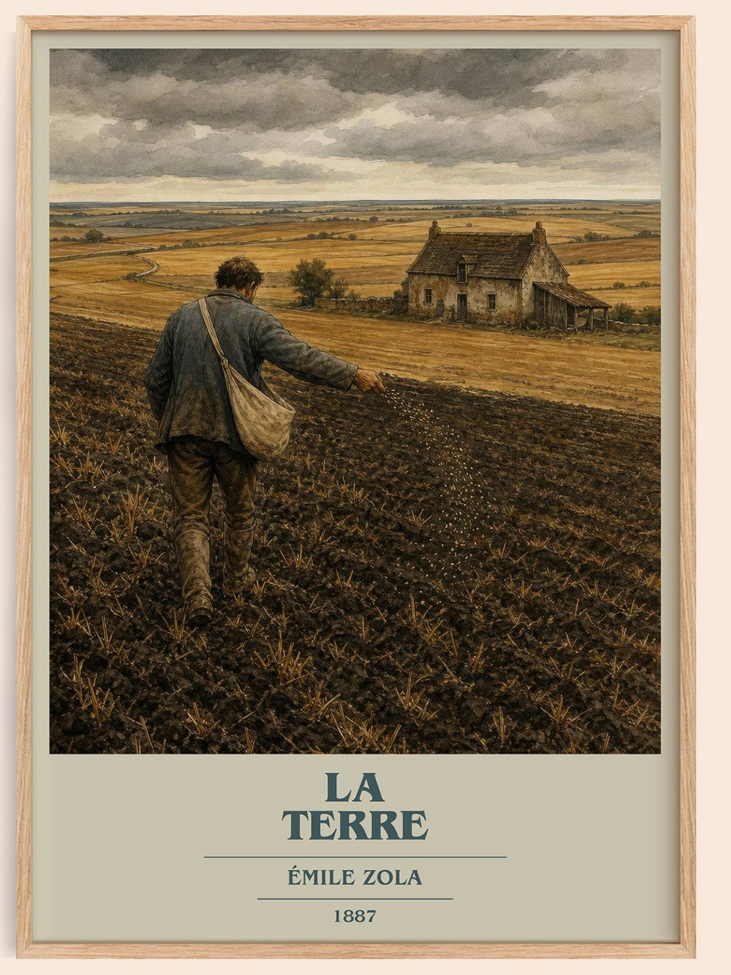 La Terre book cover book poster by Émile Zola – framed literary art print