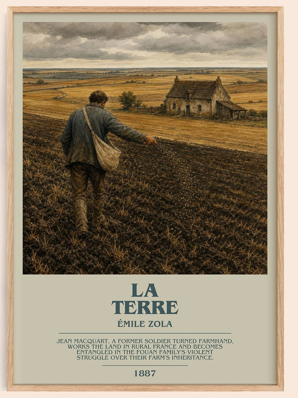 La Terre bookish book poster by Émile Zola – framed literary art print