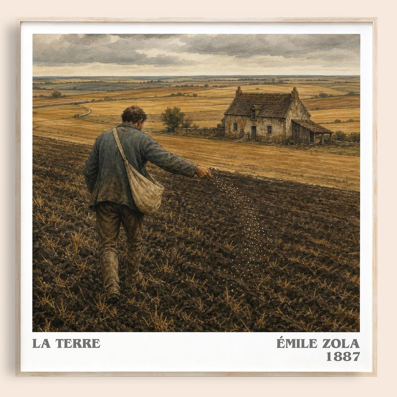 La Terre literary book poster by Émile Zola – framed literary art print