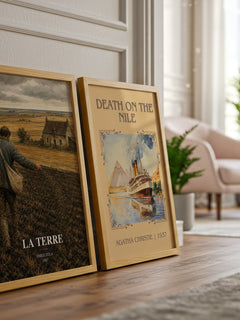 La Terre watercolour print framed by window – literary home decor