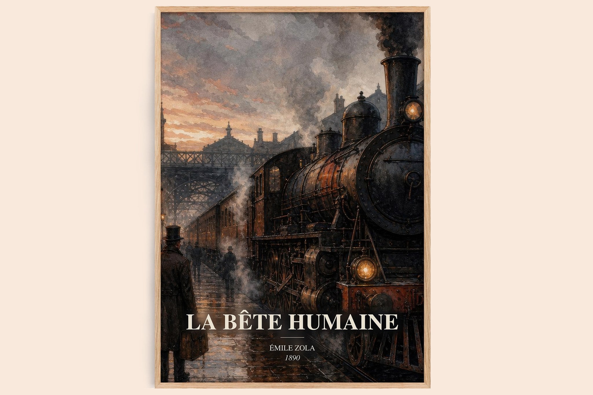 La Bête Humaine Book Watercolour Illustration by Émile Zola