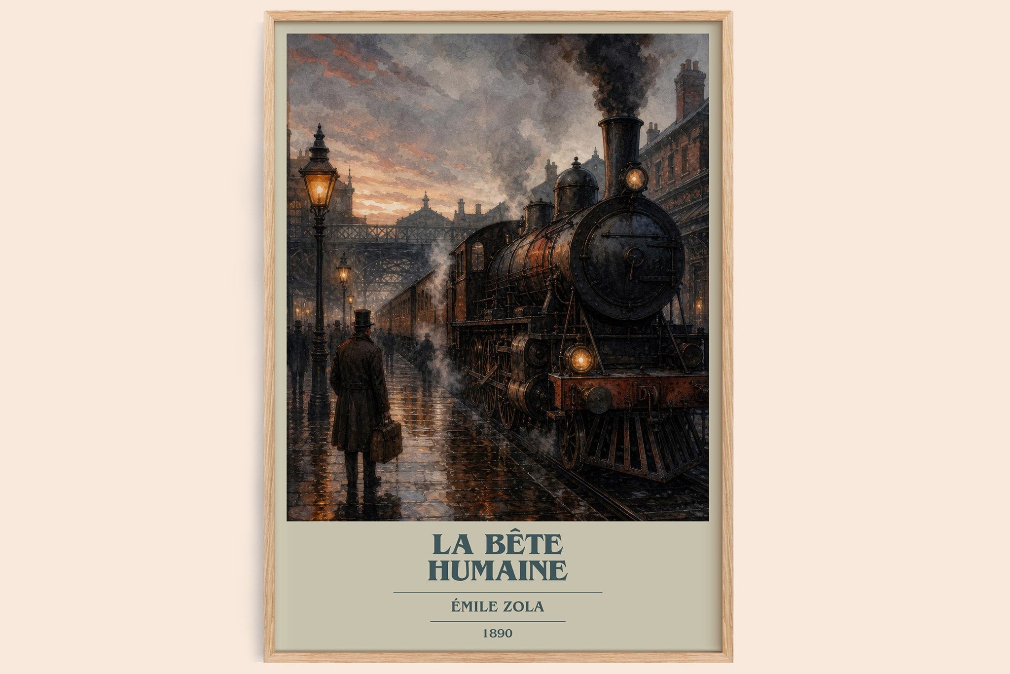 La Bête Humaine Book Cover Poster by Émile Zola