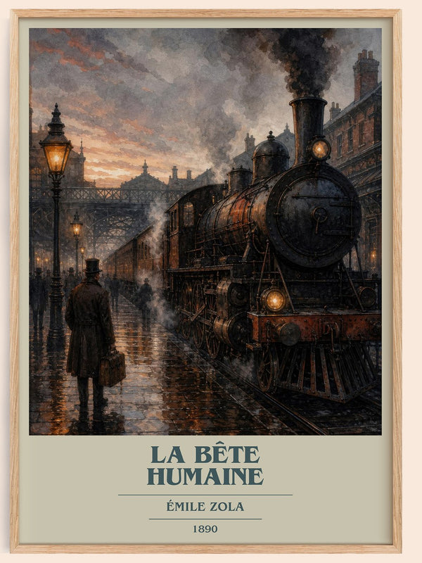 La Bête Humaine book cover book poster by Émile Zola – framed literary art print