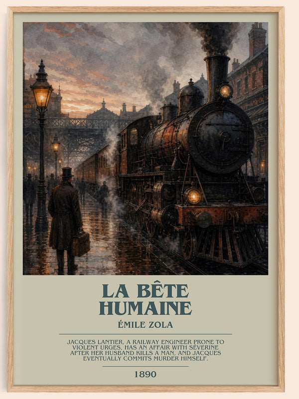 La Bête Humaine bookish book poster by Émile Zola – framed literary art print
