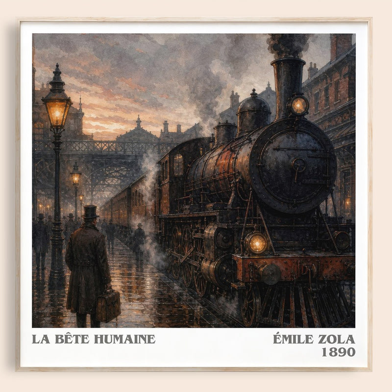 La Bête Humaine literary book poster by Émile Zola – framed literary art print