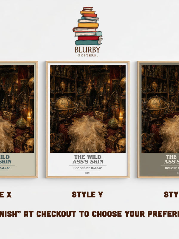 The Wild Ass's Skin book cover print in frame leaning in hallway – literary fiction wall art