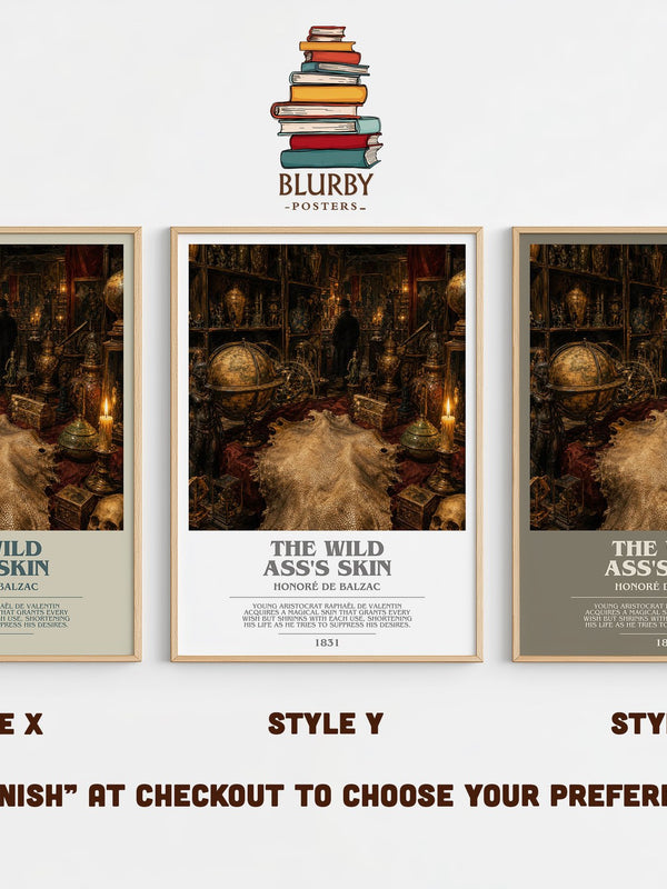 The Wild Ass's Skin bookish print in frame leaning in hallway – literary fiction wall art