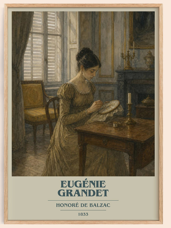 Eugénie Grandet book cover book poster by Honoré de Balzac – framed literary art print