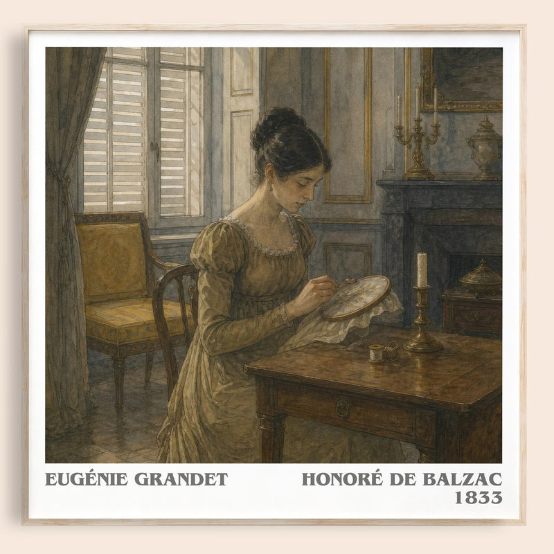 Eugénie Grandet literary book poster by Honoré de Balzac – framed literary art print